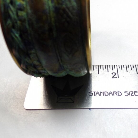 WOMENS SOUTHWEST STYLE COPPER WITH TURQUOISE OVERLAY CUFF BRACELET - Picture 4 of 6